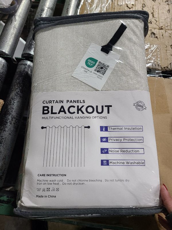 Photo 1 of 100% Blackout Shield Linen Blackout Curtains for Bedroom 84 Inches Long, Back Tab/Rod Pocket Living Room Drapes, Thermal Insulated Blackout Curtains 2 Panels Set, 50" W x 84" L, Cream