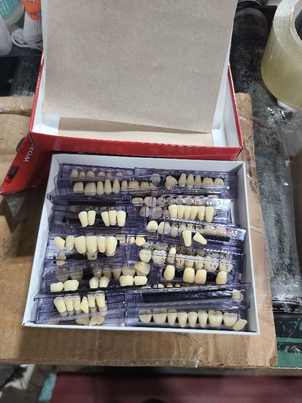 Photo 1 of 168 Pcs Dental Synthetic Resin Tooth Denture 3 Sets False Teeth 23 A3 Upper Lower Shade Dental for Halloween Horror Teeth
