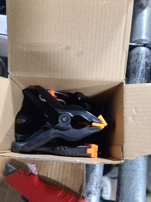 Photo 1 of 12 Pack Plastic Spring Clamps, 3.5inch Small Heavy Duty Clips for Crafts, Backdrop Stand, Woodworking, Photography Studios (Black)