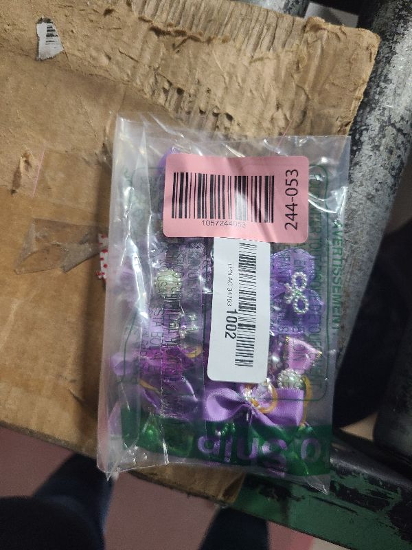 Photo 1 of 20 PCS Cute Dog Hair Bows with Rubber Bands Elastic Handmade Mix Style Lace Rhinestone Pearls for Furry Puppy Cat Pet Girl, Purple