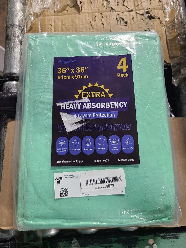 Photo 1 of 4 Pack 36” x 36” Extra Heavy Absorbency Washable Underpads, Waterproof Quick Drying Nursing Pads Incontinence Bed Pads, Reusable Washable Pee Pads for Dogs, Diaper Changing & Adults