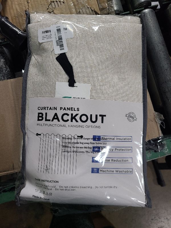 Photo 1 of 100% Blackout Shield Linen Blackout Curtains for Bedroom 84 Inches Long, Back Tab/Rod Pocket Living Room Drapes, Thermal Insulated Blackout Curtains 2 Panels Set, 50" W x 84" L, Cream
