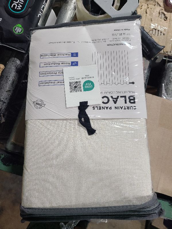 Photo 1 of 100% Blackout Shield Linen Blackout Curtains for Bedroom 84 Inches Long, Back Tab/Rod Pocket Living Room Drapes, Thermal Insulated Blackout Curtains 2 Panels Set, 50" W x 84" L, Cream