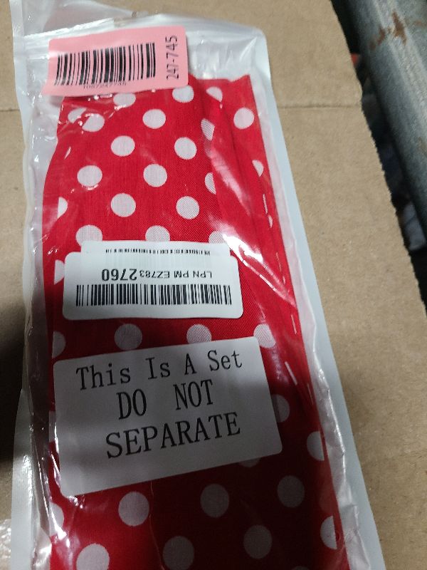 Photo 1 of 2 Pieces Polka Dot Headband Bandana Headband 50s Costume Hair Accessories Bows Wide Headwrap for Women and Girls (Red,Big Dots)