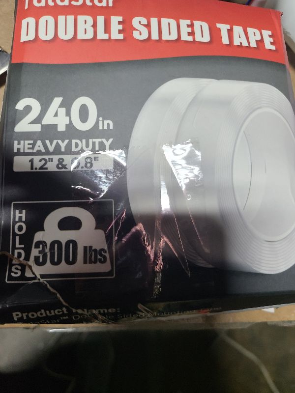 Photo 1 of 2 Rolls Double Sided Tape Heavy Duty - 240" x 1.2" & 0.8" - Removable Nano Tape for Poster Carpet Picture Hanging Strip Rug Wall Outdoor - Clear & Strong Adhesive Multipurpose Mounting Tape - 20 Feet