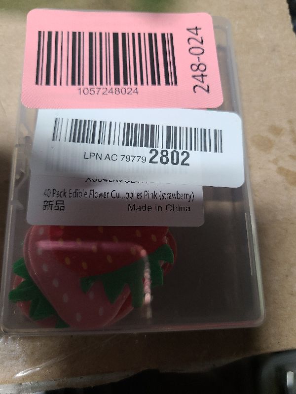 Photo 1 of 40 Pack Edible Strawberry Cupcake Toppers Starwberry Flower Bridal Engagement Baby Shower Birthday Party Drink Toppers Anniversary Party Decorations Supplies Pink (strawberry)