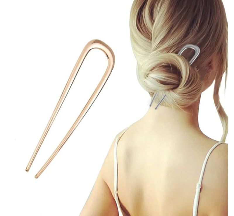 Photo 1 of 2024 Upgrade French Hair Pin for Women - U Shaped Metal Vintage Hair Sticks Hairstyle (Gold)
