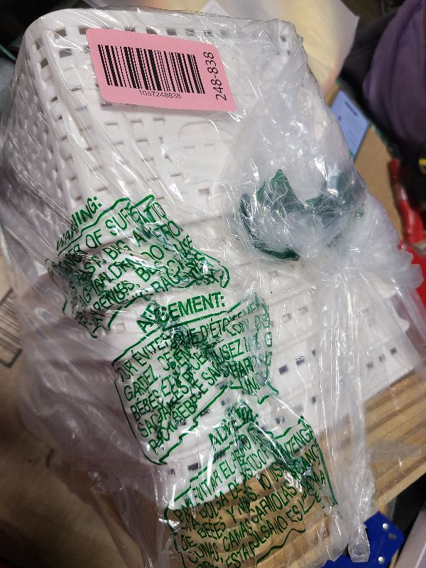 Photo 1 of Small Storage Bins with Bamboo Lids, Decorative Plastic Storage Box with Lids, 5QT Stackable Organizing Baskets with Lables for Classroom, Office, Desktop, Closet, Shelf, 10x7.1x4.1 In, White, 6 Pack