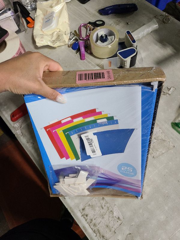 Photo 1 of 25 Packs Hanging File Folders,Blue Letter Size File Folder,Designed for Bulky Files,Filing Cabinet,1/5 Adjustable Cut Tabs for Office,School,Home