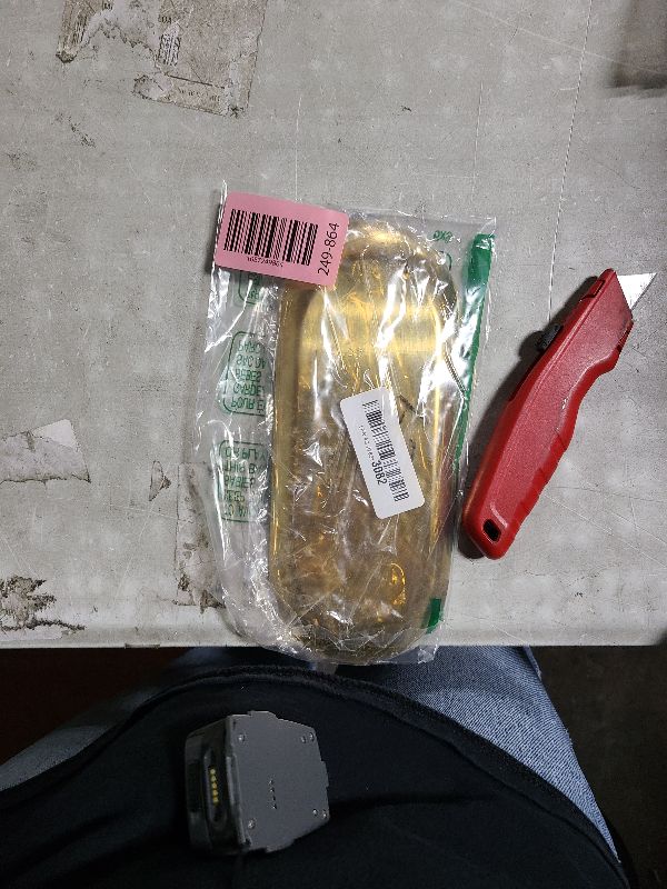 Photo 1 of 2 PCS Stainless Steel Jewelry Dish, DSIOHFEI 9 Inch Long Gold Decorative Tray for Bathroom Organizers and Storage, Metal Candle Tray, Small Serving Tray for Tea, Coffee, Dessert(Oval, Gold)