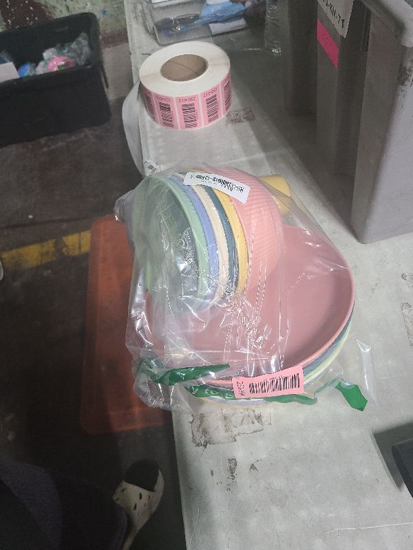 Photo 1 of 18pcs Wheat Straw Dinnerware Sets, Unbreakable dish Set Reusable Plates, Bowls, and Cups Set dishes Dishwasher Microwave Safe for Kitchen Outdoor Travel Camping (Light Macron)