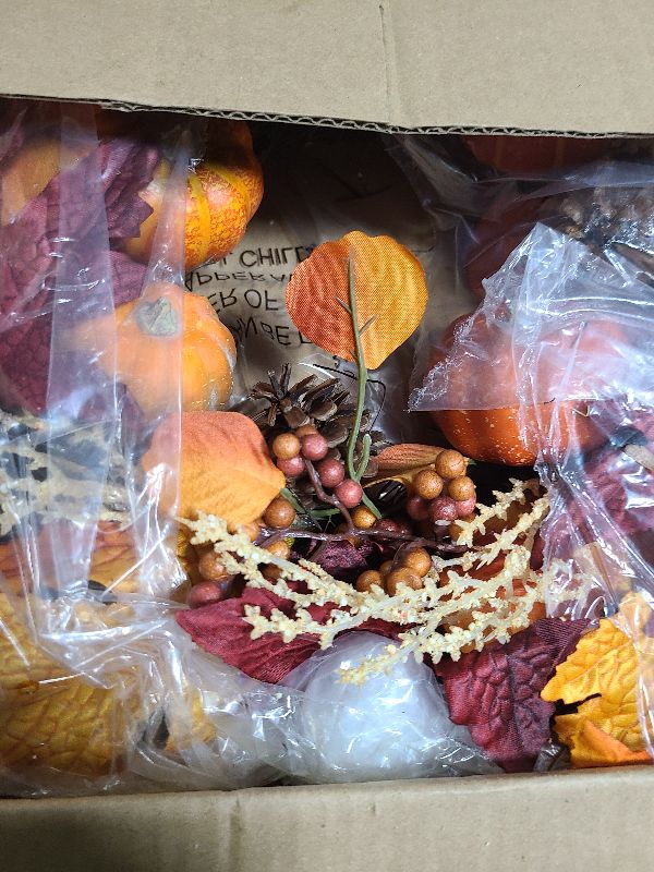 Photo 1 of 20 Inch Fall Wreaths Decorations Maples Autumn Wreath with Leaf Pumpkin Pine Cone Berry for Thanksgiving Harvest Farmhouse Outdoor Indoor Window Wall