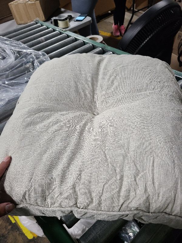 Photo 1 of  Chair Cushions for Dining Chairs 1Pack, Kitchen Chair Cushions, Chair Pads for Dining Chairs with Ties and Non-Slip Backing, Tufted Memory Foam Seat Cushions, 16.5" X 16.5", White
