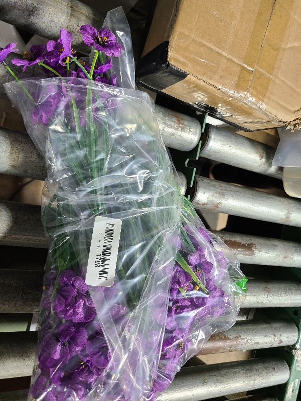 Photo 1 of 15 Bundles Artificial Flowers UV Resistant Outdoor Plants No Fade Faux Plastic Shrubs Fake Silk Flowers Window Box Garden Porch Home Decoration(Purple)