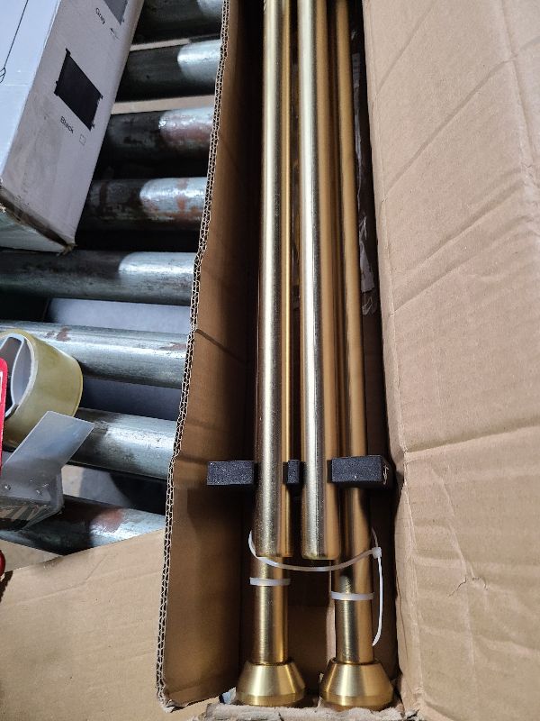 Photo 1 of 2 Pack Telescoping Curtain Rods, 1Inch Diameter Drapery Rods 72-144Inch Length Adjustable Rod with Brackets Window Treatment-Warm Gold