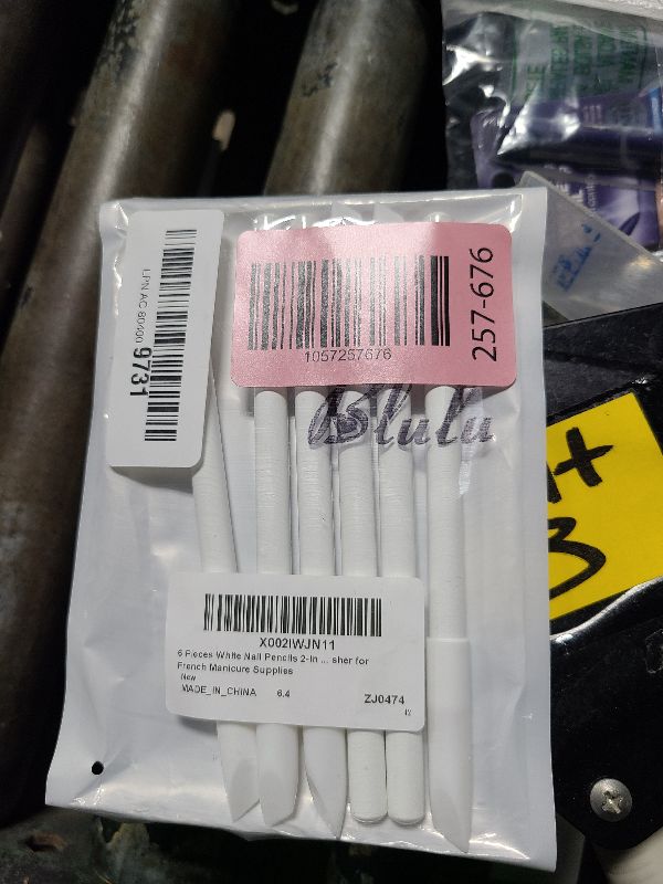 Photo 1 of 6 Pieces White Nail Pencils 2-In-1 Nail Whitening Pencils with Cuticle Pusher for French Manicure Supplies