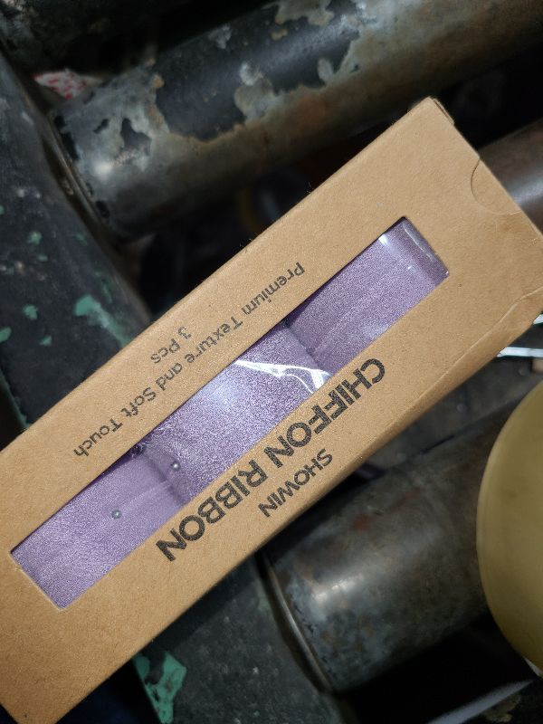 Photo 1 of 3 Rolls Purple Handmade Fringe Chiffon Ribbon 1.5" x 7Yd Colorful Silk-Like Ribbon for Bouquets Wrapping Decor Wedding Tie Invitations Crafts