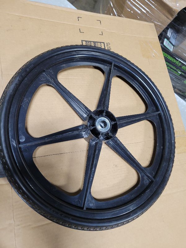 Photo 1 of 20" Flat Free Tire and Wheel, with 3/4" & 5/8" Bearing, 2.45" Centered Hub, Replacement Wheel For Rubbermaid Wheelbarrow, Garden Yard Cart, 2 Pcs

