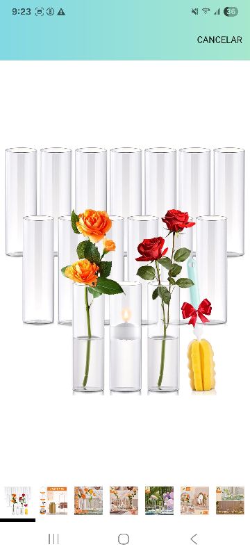 Photo 1 of 16Pcs Glass Cylinder Bud Vases for Centerpieces,7.7 In Tall Clear Flower Vases in Bulk,Glass Small Vases Floating Candle Holder for Party,Home Decor,Wedding Decoration,Birthday,Anniversary,Baby Shower