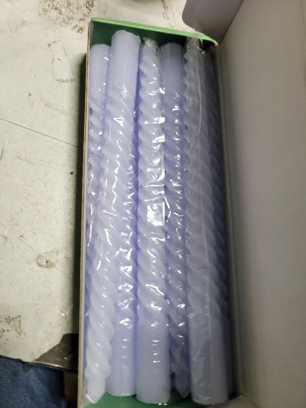 Photo 1 of 10 Inch Baby Blue Spiral Taper Candle Set, 10 Pack Unscented Dripless Long Burning Time Candlesticks for Dinner Party Wedding Shower and Home Decoration