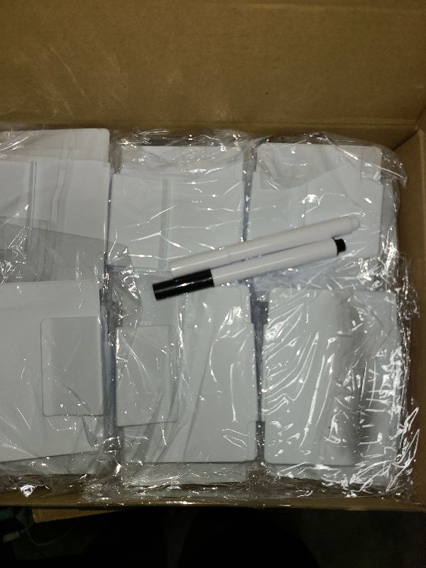 Photo 1 of 29 Pieces Basket Labels Clip on for Storage Bins Includes 22 Kitchen Bin Label Holder Removable PVC Clip Label Holders for Baskets and 2 Chalk Markers for Storage Basket (White)