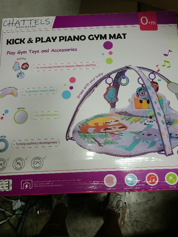 Photo 1 of  Baby Play Gym Mat with 2 Washable Covers, Infant Activity Mat with 6 Sensory Toys for Visual, Hearing & Cognitive Development, Thick Non-Slip Playmat for Babies & Toddlers 