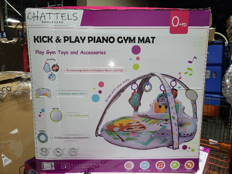 Photo 1 of  Baby Play Gym Mat with 2 Washable Covers, Infant Activity Mat with 6 Sensory Toys for Visual, Hearing & Cognitive Development, Thick Non-Slip Playmat for Babies & Toddlers 
