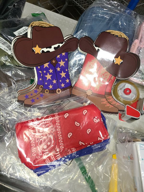 Photo 1 of 16 Pcs Western Cowboy Cowgirl Boots Gift Paper Bags with Paisley Bandanas Western Themed Favors Wild West Kraft Paper Bags Bachelor Party Last Rodeo Party Supplies (Brown)
