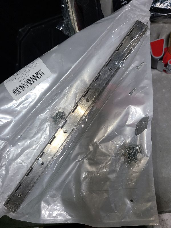 Photo 1 of 2Pcs Stainless Steel Piano Hinges 12 Inch Continuous Hinge with Holes, Heavy Duty Polished Stainless Piano Hinges, Silver Cabinet Hinges with 24 Screw for Piano Cabinet Hardware Door Window Boat