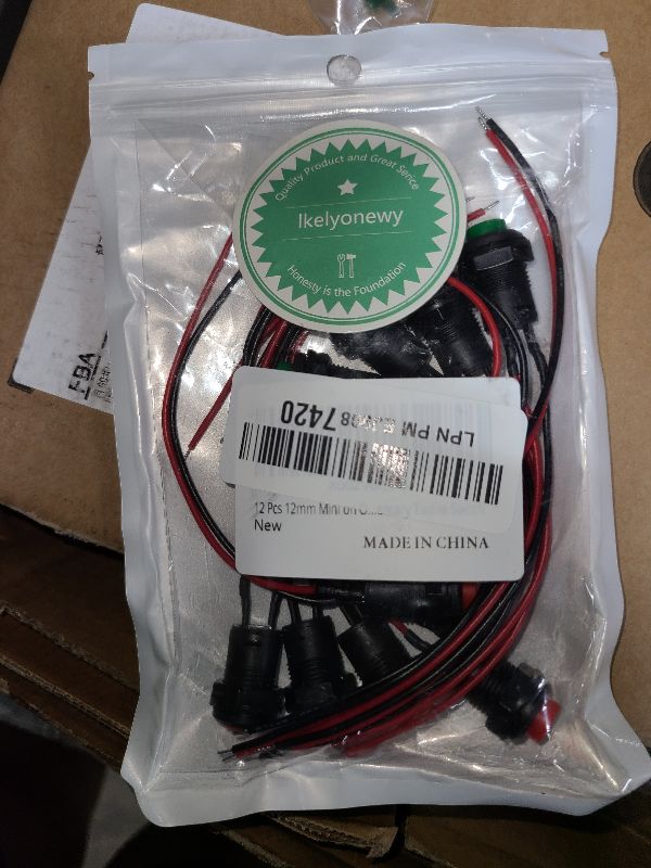 Photo 1 of 12mm Mini Latching Push Button on Off Switch Prewelded Wire,Self-Locking Micro Round Momentary Toggle Tactile Switch,2pin 12v red * 6pcs,Green*6pcs,Total 12pcs,lkelyonewy