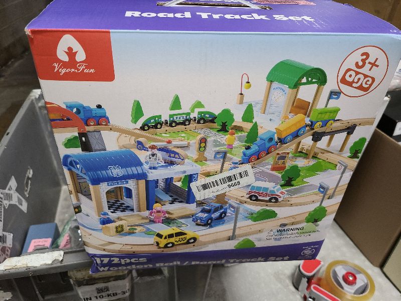 Photo 1 of 172Pcs Wooden Train Set for Toddlers, Wooden Train Track - Expandable and Changeable, Safe Educational Train Toys Gift for Boys & Girls Kids Ages 3-5 4-8, Compatible with All Major Brands