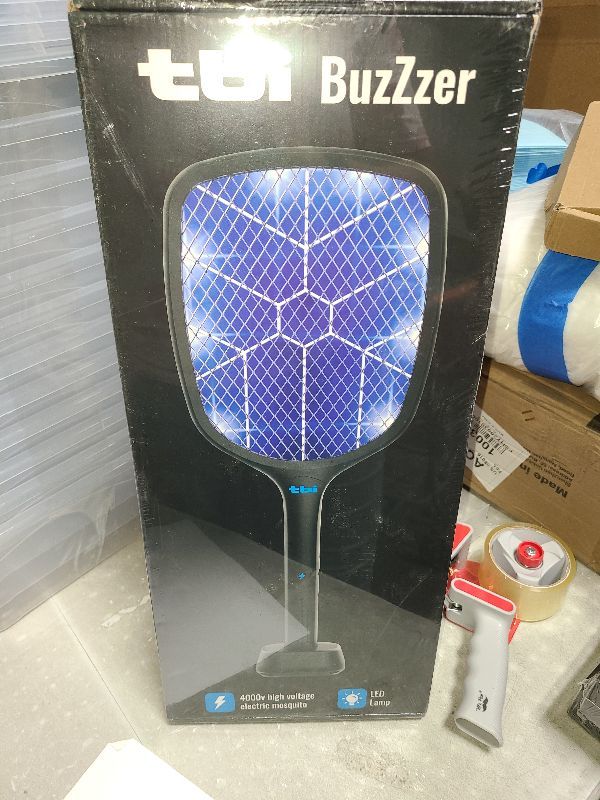 Photo 1 of 2 in 1 Electric Fly Swatter & Mosquito Killer Lamp with 4000V Effective Powerful Grid, Rechargeable Bug Zapper for Home, Camping, Indoor/Outdoor Pest Control, with Double Safety Mesh, LED Light Black