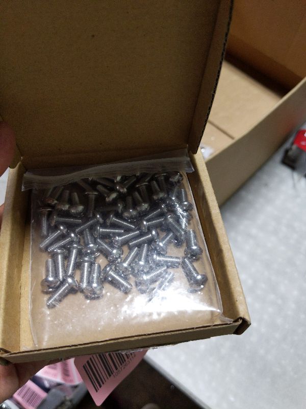 Photo 1 of #10-32 x 1/2" Pan Head Machine Screw, Phillips Drive, 304 Stainless Steel 18-8, Bright Finish, Fully Machine Thread, 50 Pcs