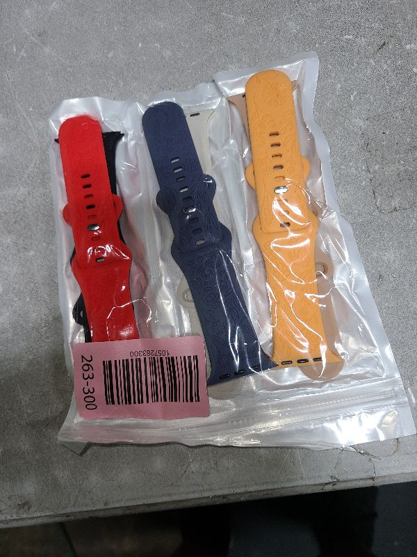 Photo 1 of 6 Pack Floral Engraved Bands Compatible with Apple Watch Band 40mm 44mm 38mm 41mm 45mm 49mm 42mm Women, Soft Silicone Cute Flower Sport Strap for iWatch Bands Series 9 8 7 6 5 4 3 2 1 SE Ultra Ultra 2