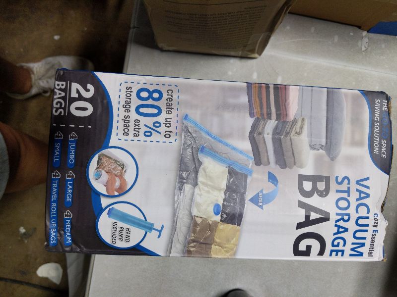 Photo 1 of 20 Pack Vacuum Storage Bags, Space Saver Bags (4 Jumbo/4 Large/4 Medium/4 Small/4 Roll) Compression for Comforters and Blankets, Sealer Clothes Storage, Hand Pump Included