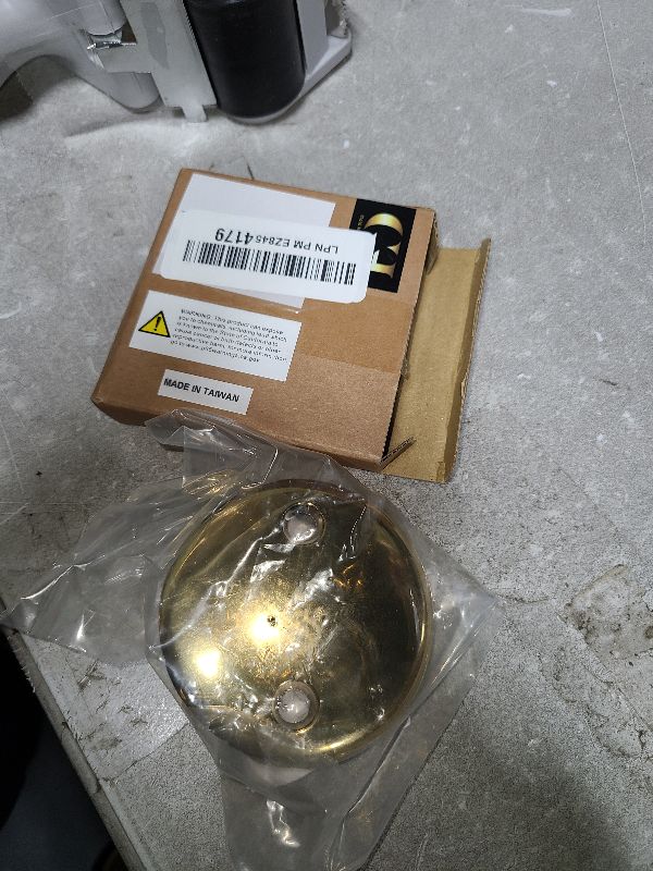 Photo 1 of 2-Hole Bathtub Overflow Cover Plate with Adapter, Brushed Nickel, Installation Hardware Included (Polished Brass)