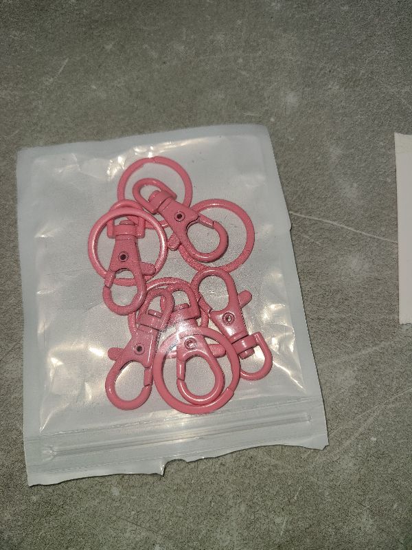 Photo 1 of 5 Set Women Key Chain Flat Key Rings Baking Varnish Metal Swivel Clasps Snap-On Keychain Ring Hook Spring Clip Snap Hook Lobster Clasp for Keys, Lanyards Jewelry Findings Crafting DIY, Pink