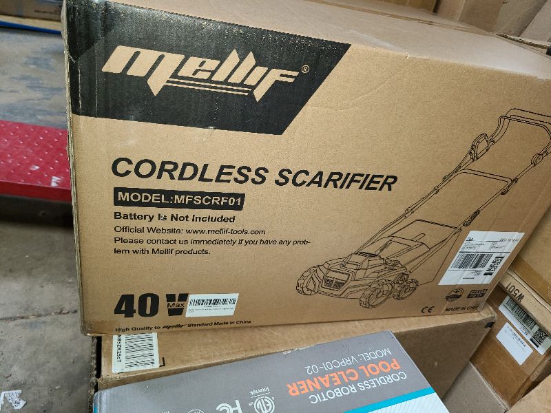 Photo 1 of 40V 15" 2-in-1 Cordless Electric Dethatcher & Scarifier Compatible with Dewalt 20V MAX Battery(Tool Only), w/12Gal Thatch Collection Bag, 5-Depth Adjustment, Quick-Fold, Walk Behind for Lawn Care