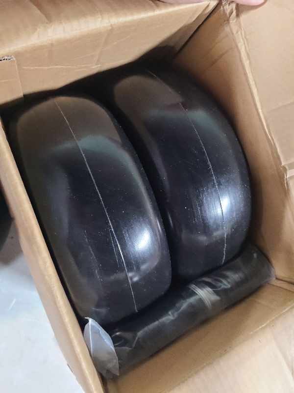 Photo 1 of 11x4.00-5” Flat Free Lawn Mower Tire and Wheel with 3/4" or 5/8" Bushings, 3.4"-4"-4.5"-5" Centered Hub, Smooth Tread Tire for Zero Turn Mowers, 2 Pack