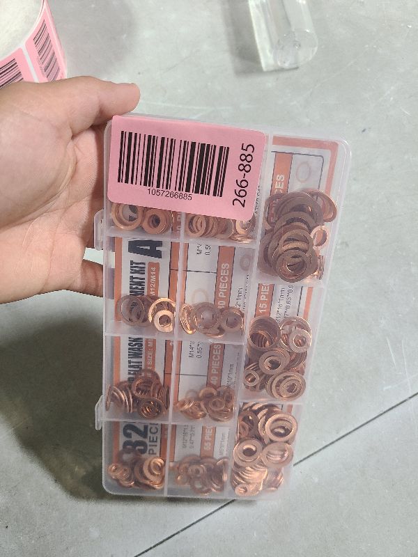 Photo 1 of 325 PCS, 10 Sizes, Premium Copper Metric Sealing Crush Washers Assortment Kit, Upgraded Flat Ring Oil Drain Plug Crush Washer Gasket Seal Assortment Set, Banjo Bolt Washer for Automotive, Motorcycles