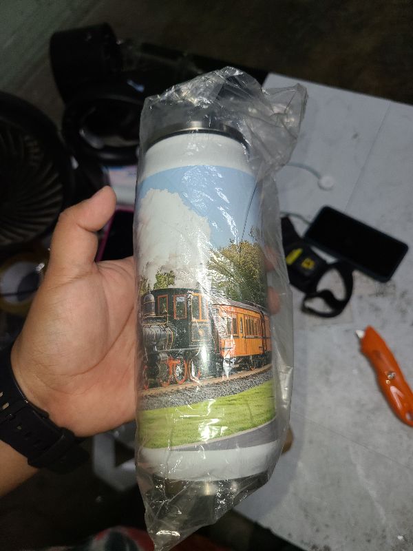 Photo 1 of 14oz Stainless Steel Tumbler with Lid & Straw-Double Wall Vacuum Insulated Travel Mug,Steam Train Water Bottle Coffee Beverage Drinks Cup for Adults Kids