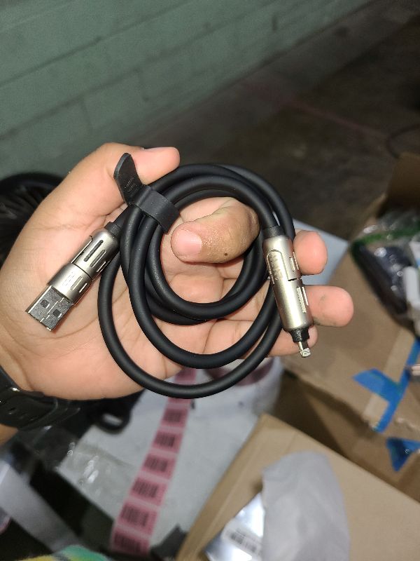 Photo 1 of 240W 4-in-1 Multi USB Charging Cable with LED Indicator, Fast Charging & Data Sync, USB-A, USB-C, iOS Connectors for iPhone, Samsung, Laptop, 4FT (Rich Black)