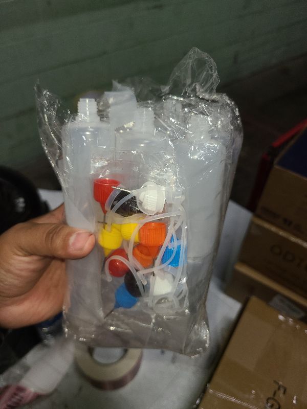 Photo 1 of 12 Pcs 2 Ounce Needle Tip Glue Bottle 60 mL Plastic Dropper Bottles Multicolor lid with 2 Pcs Mini Funnel for Small Gluing Projects, Paper Quilling DIY Craft, Acrylic Painting