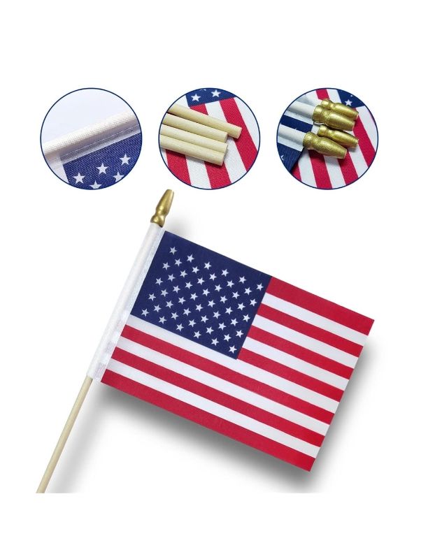 Photo 1 of 25 Packs Small American Flags on Stick,American Flag for Outside,Mini Flags/Small US Flags/USA flag 4th of July Decorations Outdoor,Fourth of July Decorations for Home,Memorial Day Decor