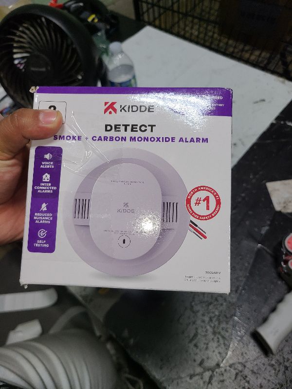 Photo 1 of Kidde Hardwired Smoke & Carbon Monoxide Detector, AA Battery Backup, Voice Alerts, Interconnectable, LED Warning Light Indicators, 2 Pack