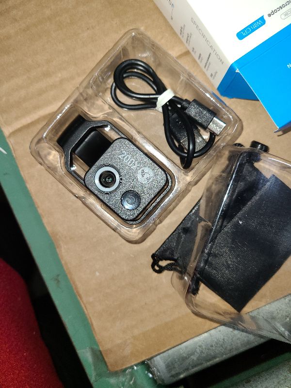 Photo 1 of 200X Phone Mini Pocket Microscope with LED Light/Universal Clip, Nano Zoom Portable Digital Microscope Camera Attachments for 99% Smartphone, Microworld for Kids Adults(Black 200X with CPL)