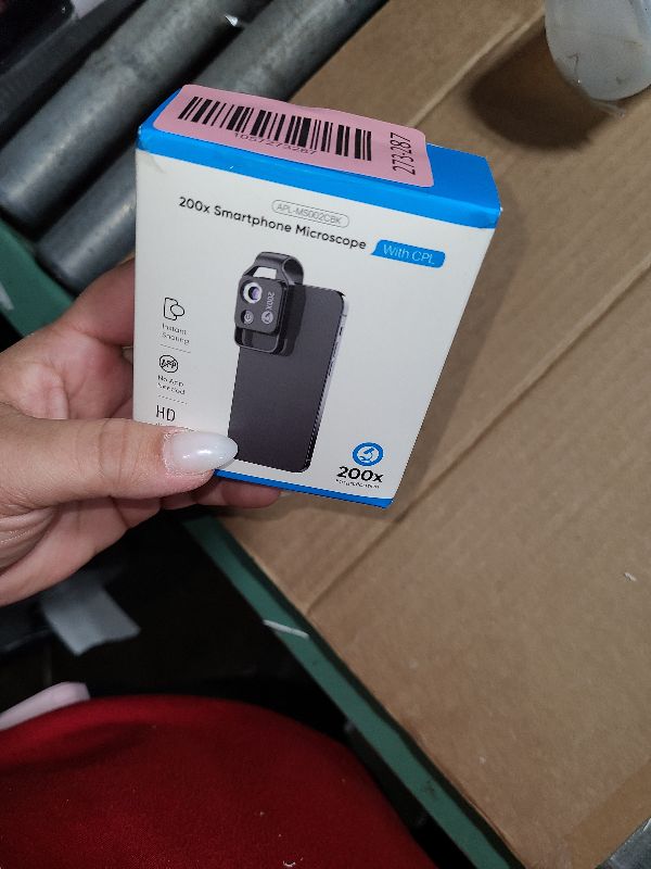 Photo 1 of 200X Phone Mini Pocket Microscope with LED Light/Universal Clip, Nano Zoom Portable Digital Microscope Camera Attachments for 99% Smartphone, Microworld for Kids Adults(Black 200X with CPL)