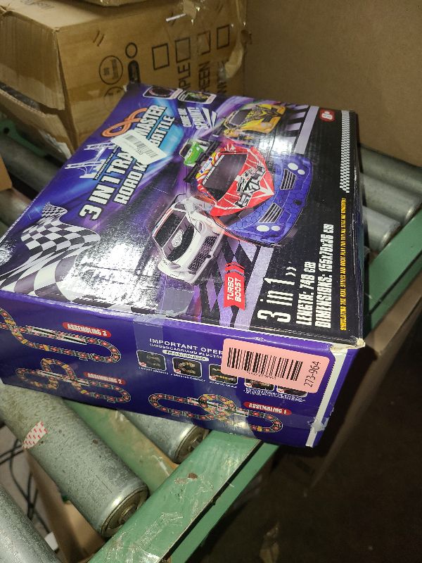 Photo 1 of 3 IN 1 Slot Car Race Track Sets with 4 High Speed Slot Cars, Electric Race Car Track Include Circular Overpass Flash Tracks, 1:43 Remote Control Track Car Game Toys Gifts for Adults Boys Ages 6 7 8-12