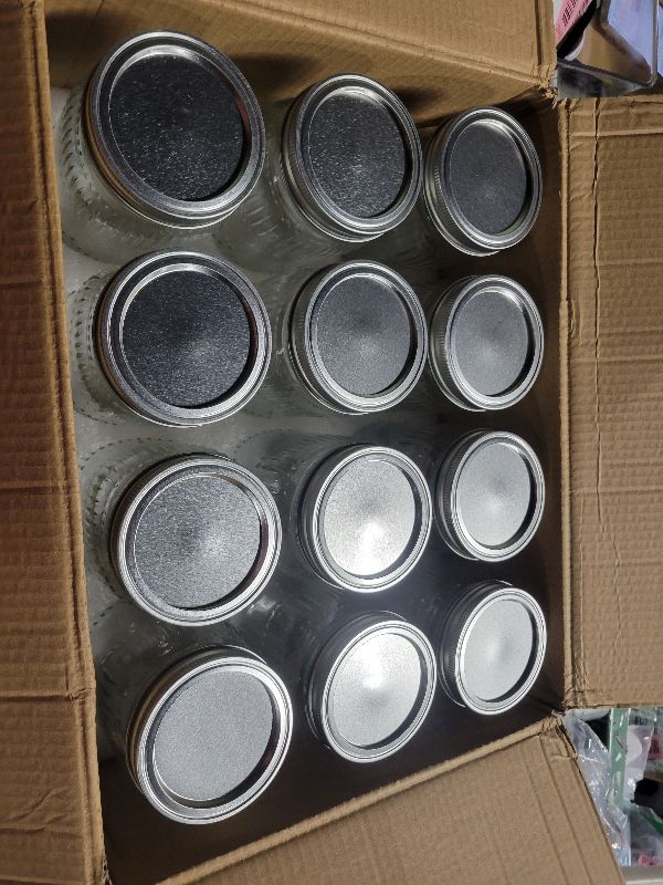 Photo 1 of 12 Pack 16 oz Wide Mouth Mason Jars with Silver Metal Lids, Canning Jars for Overnight Oats, Food Storage, Dry Food, Snacks, Candies