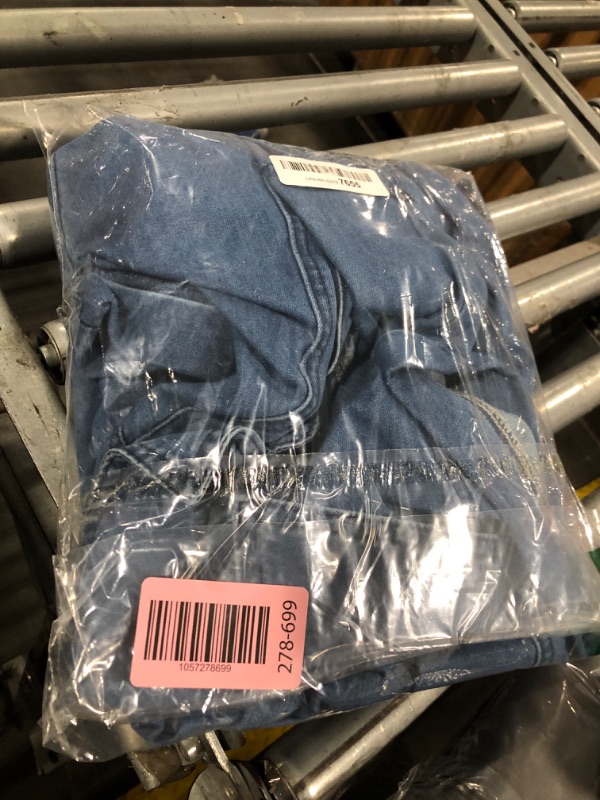 Photo 1 of **MISSING PARTS**OVRUNS Women Denim Shirt Dress Short Sleeve Button Front High-Low Hem Jean Shirt Mini Dresses with Pockets